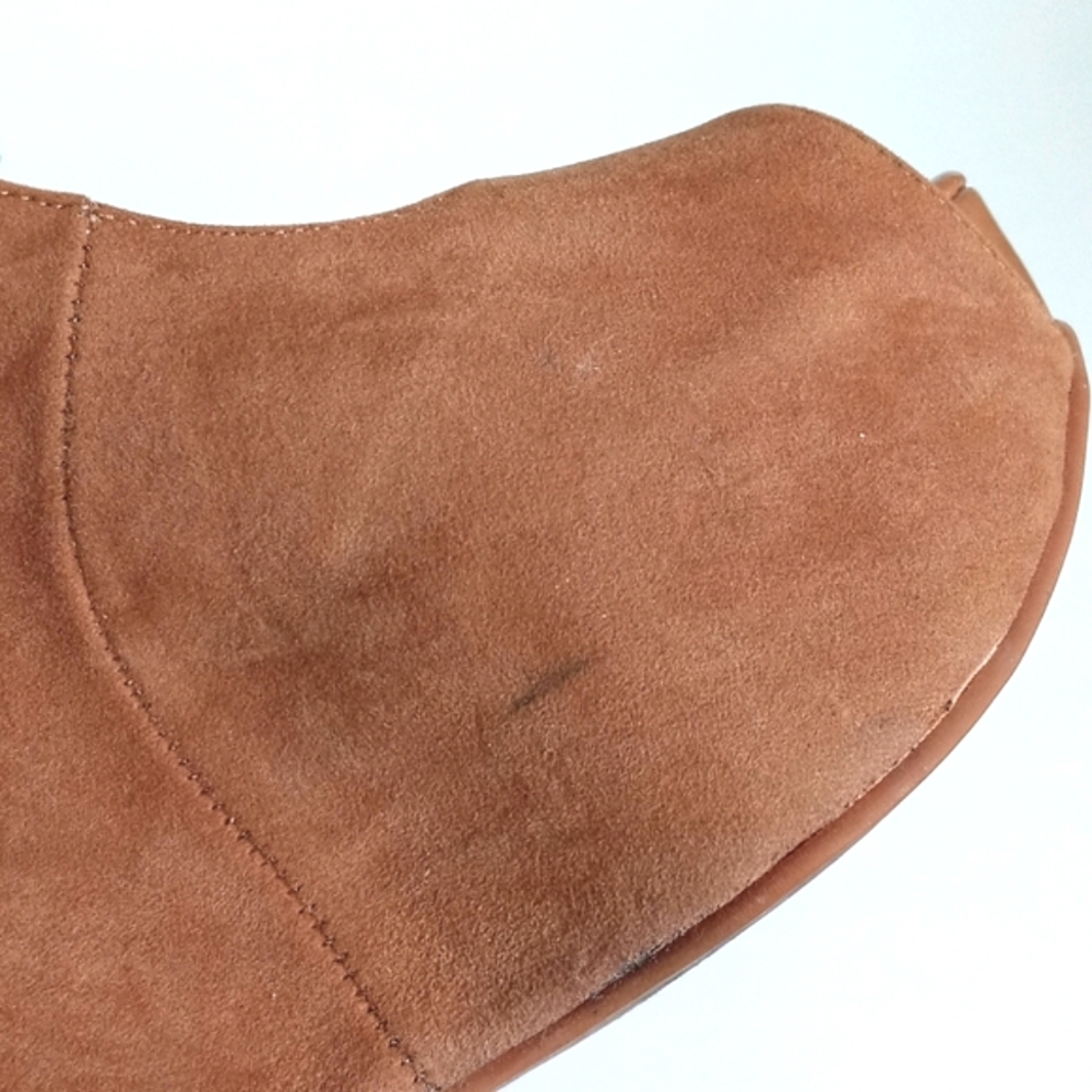 Cathy Jean Women’s Tan Suede Peep-Toe Wedge Heels with Ankle Strap 7 - Picture 6 of 15
